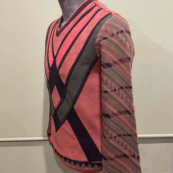 Lavane sweater vneck multi color suede/knitted regular fit - Picture 2 of 3